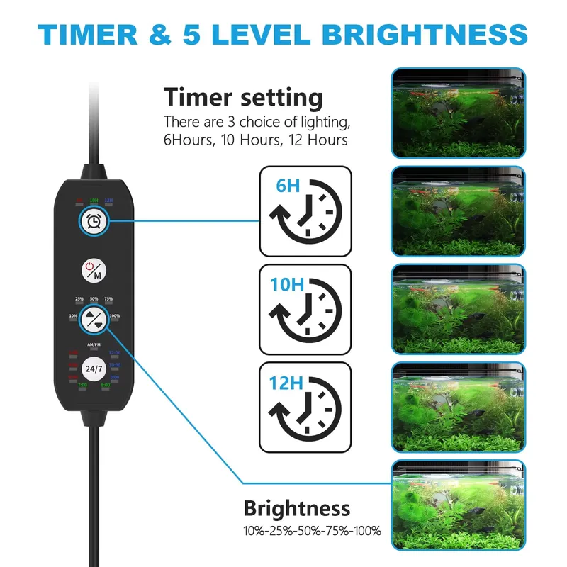 LED Aquarium Light for Fish Ta - Planted Aquarium Hours ulasan dan harga