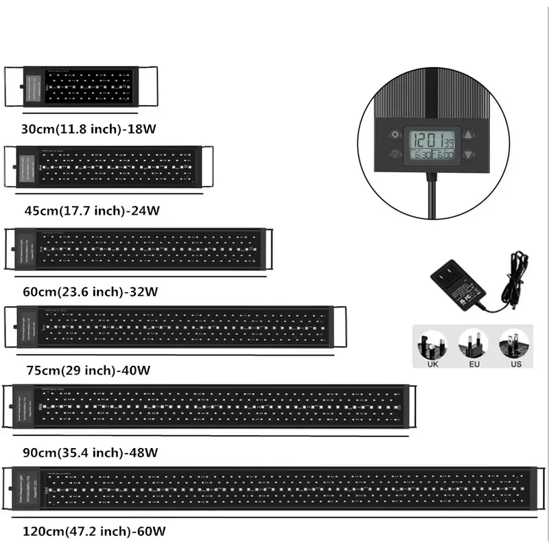 LED Aquarium Light 45cm 24W wi - Planted Aquarium Hours ulasan dan harga