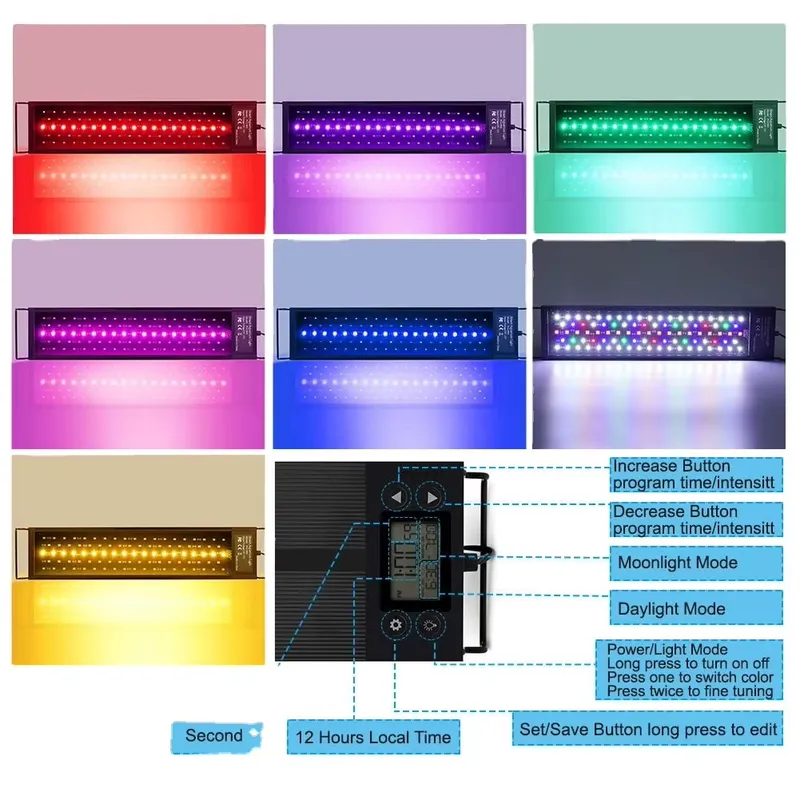 LED Aquarium Light 45cm 24W wi - Planted Aquarium Hours ulasan dan harga
