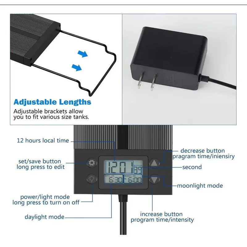 LED Aquarium Light 45cm 24W wi - Planted Aquarium Hours ulasan dan harga